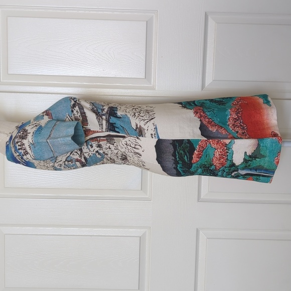 Carven Shirt Sleeve Japanese Multicolor Artistic Print Dress - Picture 5 of 8